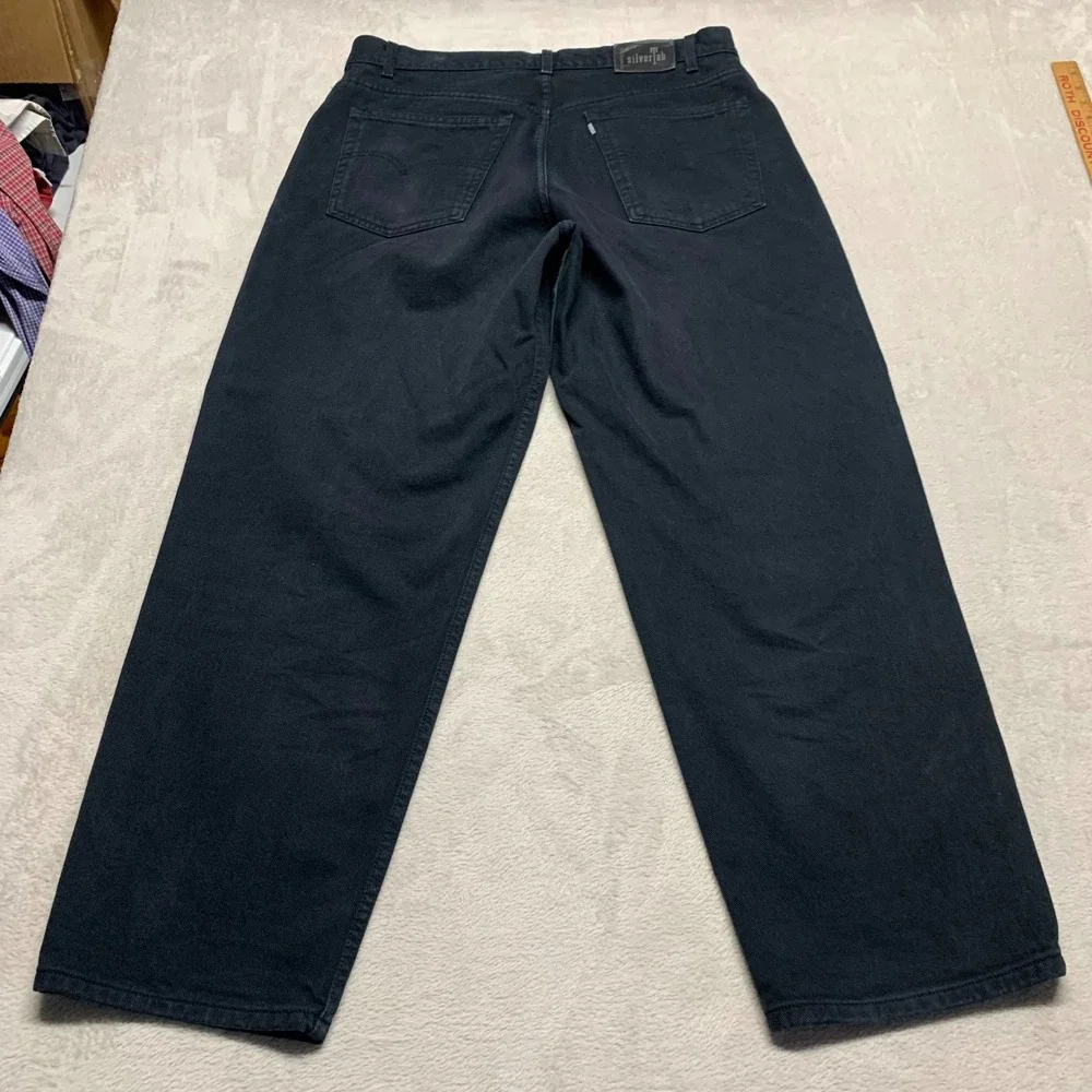 Vintage LEVI'S Y2K Men's 38x31 Black‎ Silver Tab Baggy Loose Denim Jeans Pants